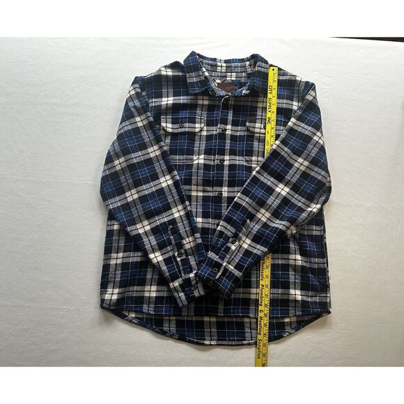 Orvis Heavy Flannel Shacket XL Blue Plaid Cottagecore Farm Heritage Pattern - Picture 4 of 9